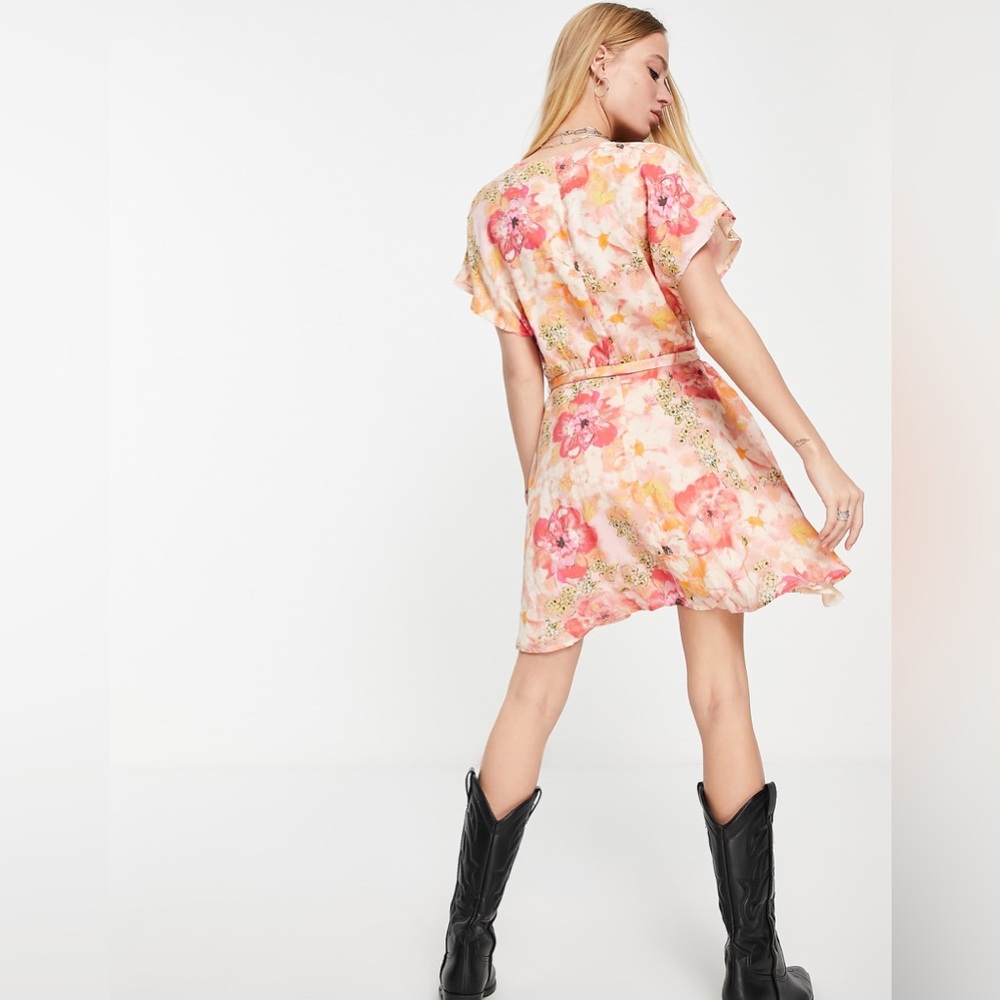 Free People freddy tie-side mini dress in multi floral size small - Picture 4 of 10